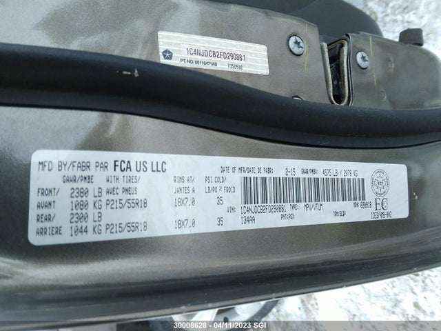 1C4NJDCB2FD290881 Jeep Compass Limited