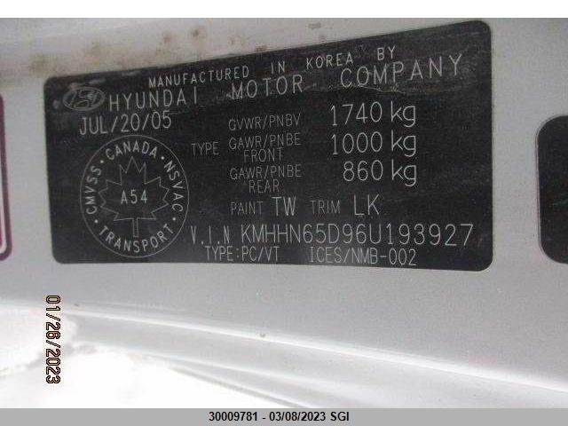 Hyundai Tiburon Se 2006 KMHHN65D96U193927 Image 9