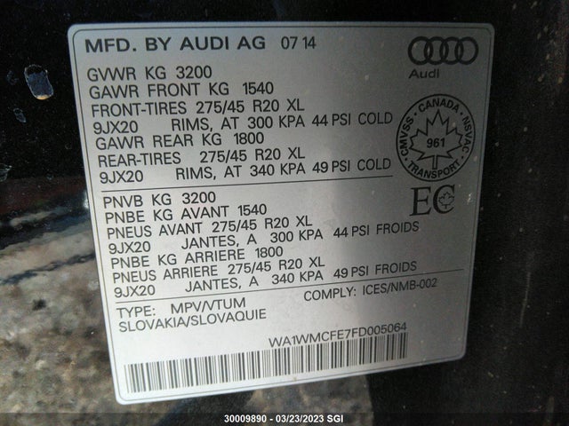 WA1WMCFE7FD005064 Audi Q7 Tdi/prestige