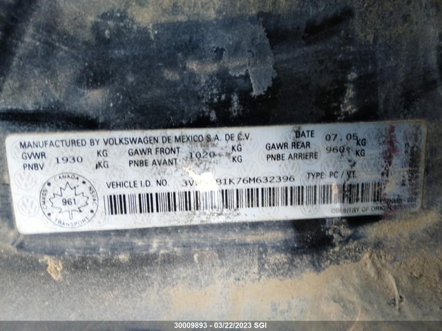Volkswagen Jetta Tdi Option Package 1 2006 3VWST81K76M632396 Image 10