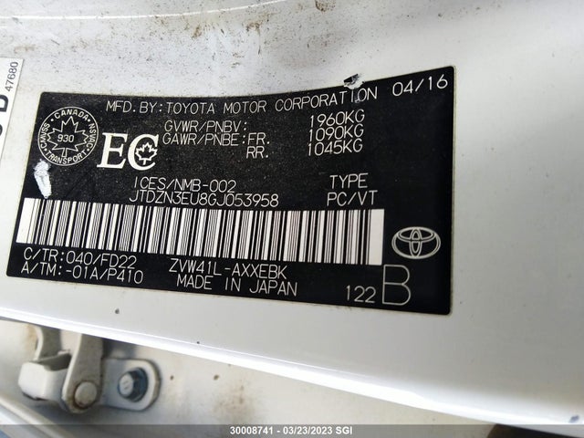 Aukcja sprzedaży 2016 Toyota Prius V, vin: JTDZN3EU8GJ053958, numer aukcji: 30008741