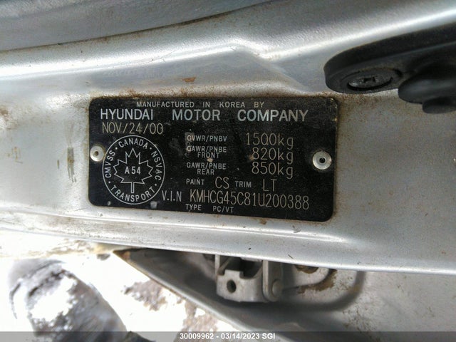 Hyundai ACCENT GL 2001 KMHCG45C81U200388 Image 10
