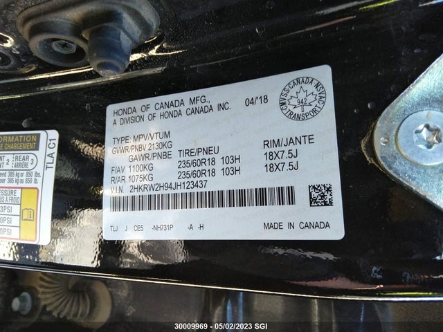 Honda Cr-v Touring 2018 2HKRW2H94JH123437 Image 10