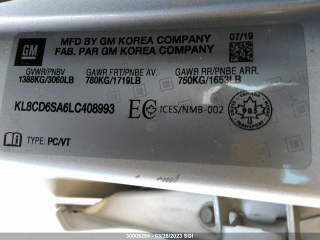Chevrolet SPARK 1LT 2020 KL8CD6SA6LC408993 Image 9