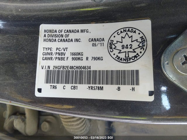 Honda Civic Lx 2012 2HGFB2E48CH004634 Image 9