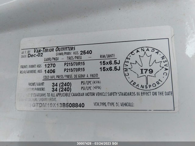 GMC Safari Xt 2003 1GTDM19X13B508840 Image 10