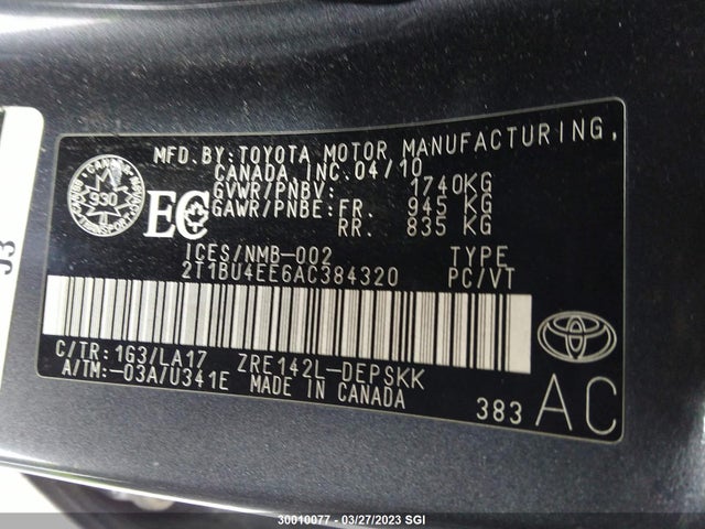 Toyota Corolla S/le/xle 2010 2T1BU4EE6AC384320 Image 9