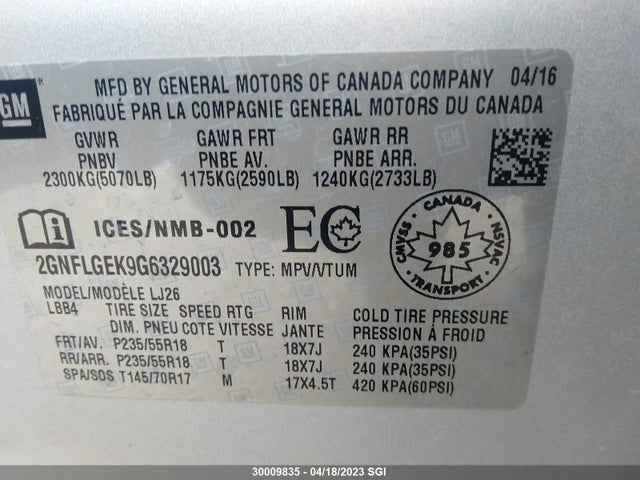 Chevrolet Equinox Ltz 2016 2GNFLGEK9G6329003 Image 10