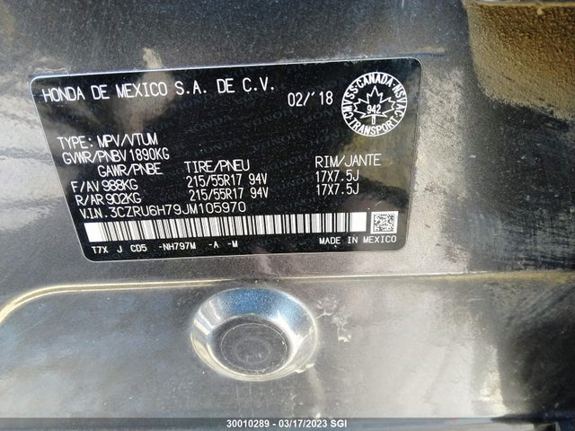 Honda Hr-v Exl 2018 3CZRU6H79JM105970 Image 9