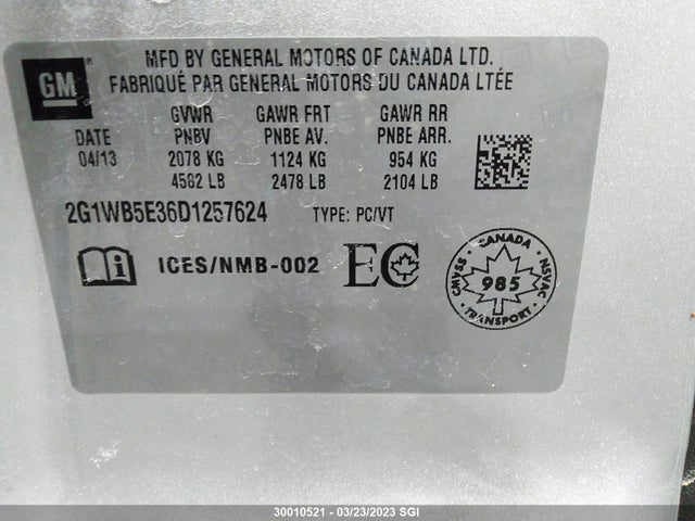 Chevrolet IMPALA LT 2013 2G1WB5E36D1257624 Image 9