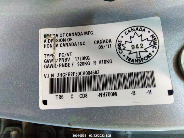 Honda Civic Lx 2012 2HGFB2F50CH004683 Image 9
