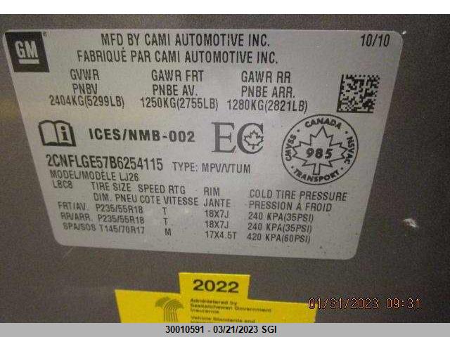 Chevrolet Equinox Ltz 2011 2CNFLGE57B6254115 Image 7