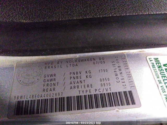 Volkswagen CITY GOLF 2010 9BWEL4BE0A4002697 Image 10