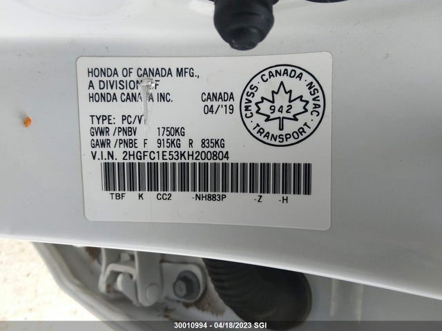 Honda CIVIC SI 2019 2HGFC1E53KH200804 Image 9