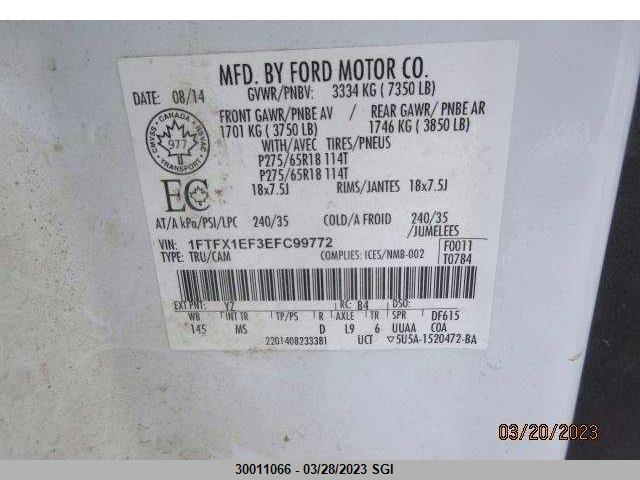 Ford F-150 2014 1FTFX1EF3EFC99772 Image 20