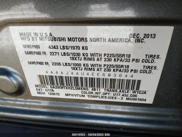 4A4AJ4AU4EE603644 Mitsubishi Rvr Gt