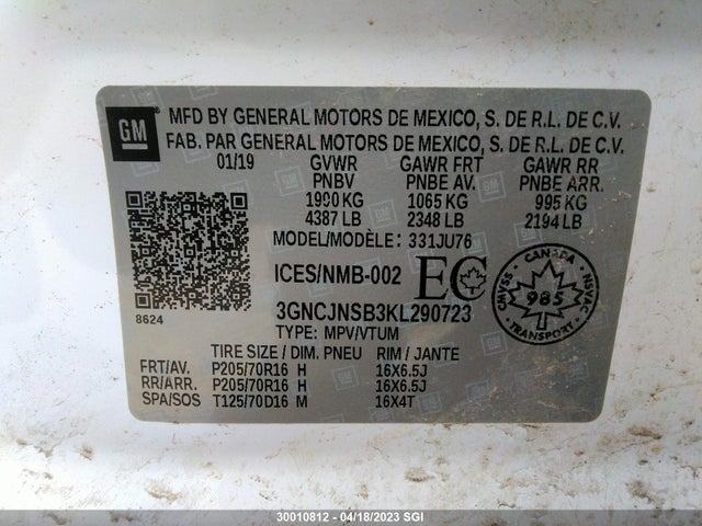 Chevrolet TRAX LS 2019 3GNCJNSB3KL290723 Image 9