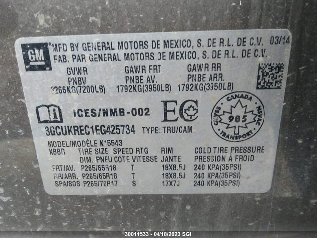 Chevrolet Silverado K1500 Lt 2014 3GCUKREC1EG425734 Image 9