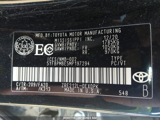 Toyota COROLLA LE 2021 5YFBPMBE5MP197294 Image 9