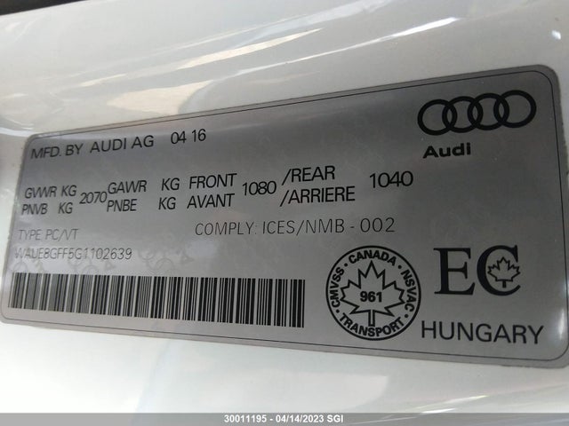WAUE8GFF5G1102639 Audi A3 Premium Plus