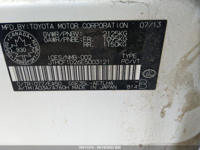 Lexus IS 250 2014 JTHCF1D26E5003121 Image 9