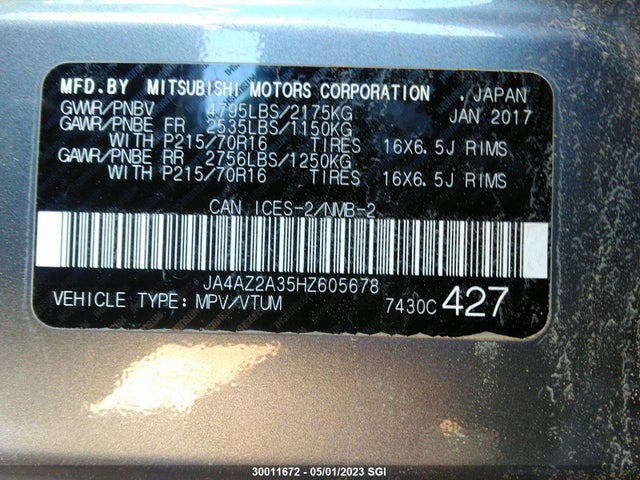 JA4AZ2A35HZ605678 Mitsubishi Outlander Es