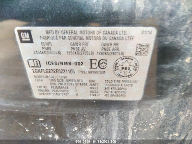 Chevrolet EQUINOX LT 2014 2GNFLGE32E6221165 Image 9