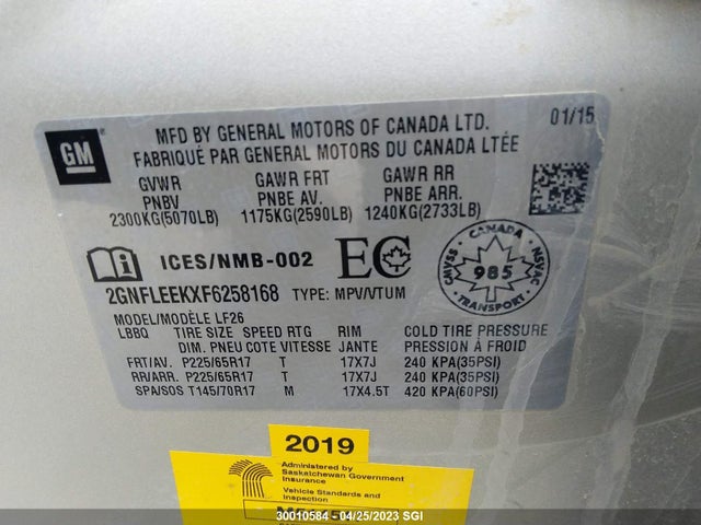 Chevrolet EQUINOX LS 2015 2GNFLEEKXF6258168 Image 9