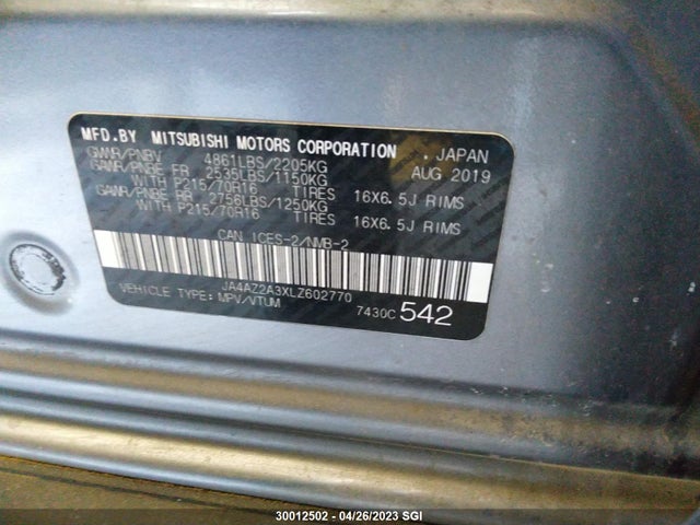 JA4AZ2A3XLZ602770 Mitsubishi Outlander Es