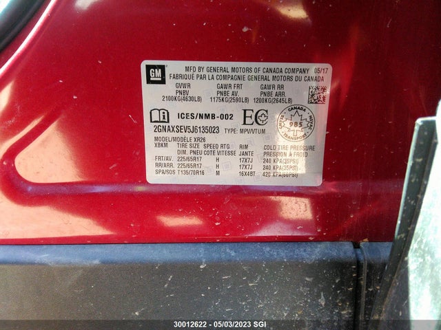 Chevrolet EQUINOX LT 2018 2GNAXSEV5J6135023 Image 9