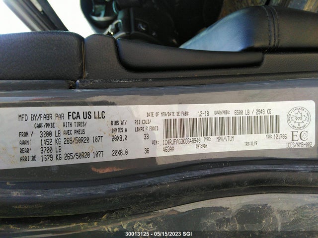 1C4RJFAG3KC648940 Jeep Grand Cherokee Laredo