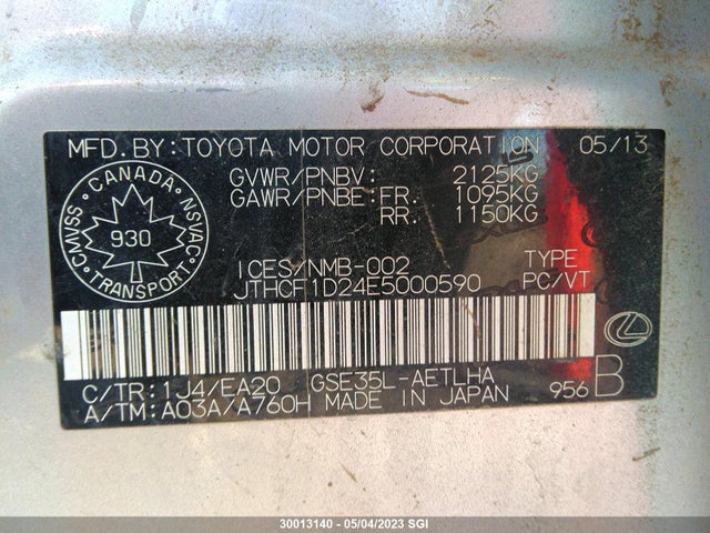 JTHCF1D24E5000590 Lexus IS 250