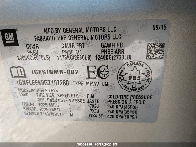 Chevrolet EQUINOX LS 2016 1GNFLEEK9GZ107280 Image 10