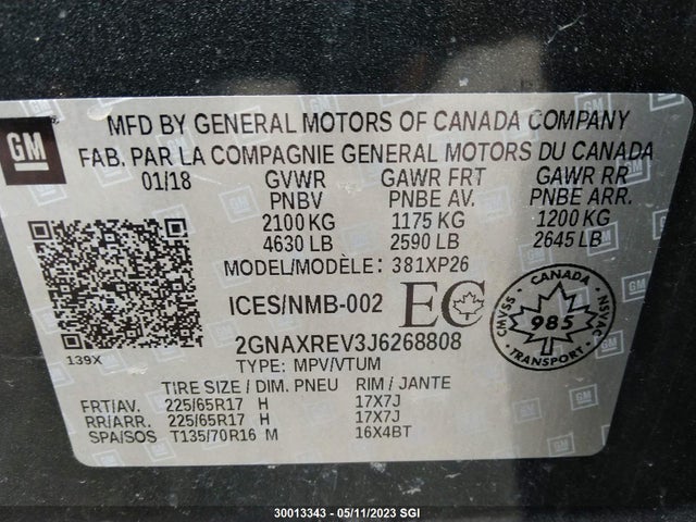 Chevrolet EQUINOX LS 2018 2GNAXREV3J6268808 Image 9
