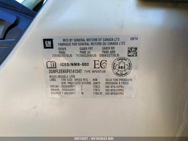 Chevrolet EQUINOX LS 2015 2GNFLEEK6F6141347 Image 9