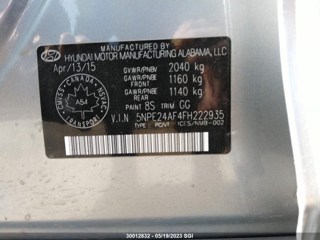 Hyundai SONATA SE 2015 5NPE24AF4FH222935 Image 10
