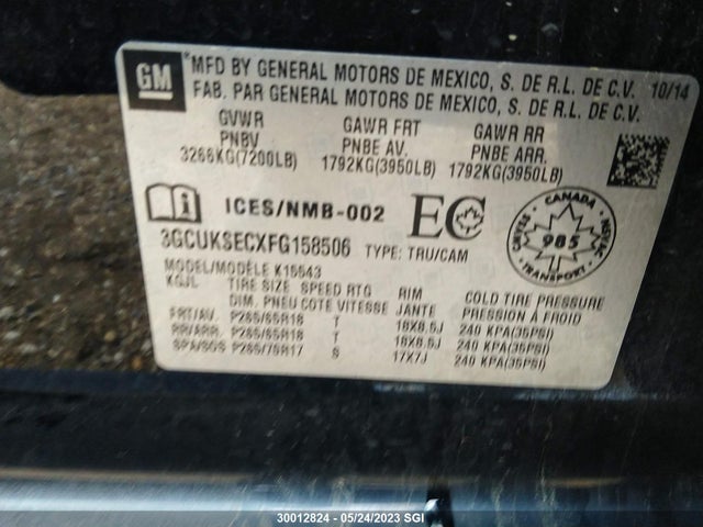 Chevrolet Silverado K1500 Ltz 2015 3GCUKSECXFG158506 Image 9