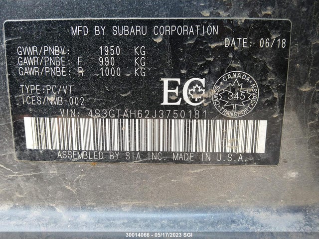 4S3GTAH62J3750181 Subaru Impreza Premium Plus