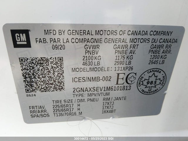 Chevrolet EQUINOX LS 2021 2GNAXSEV1M6101813 Image 9