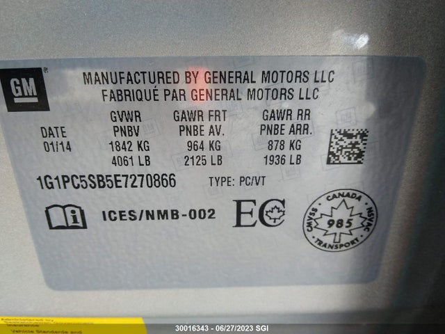 Chevrolet CRUZE LT 2014 1G1PC5SB5E7270866 Image 9