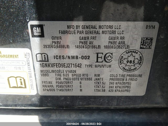 Chevrolet Traverse Ls 2014 1GNKVFED9EJ271642 Image 9