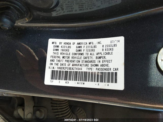 Honda k24w1 2014 1HGCR2F59EA274544 Image 25