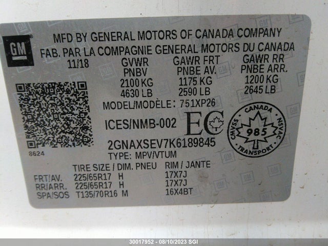Chevrolet EQUINOX LS 2019 2GNAXSEV7K6189845 Image 9