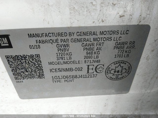 Chevrolet SONIC LT 2018 1G1JD6SB8J4112137 Image 9