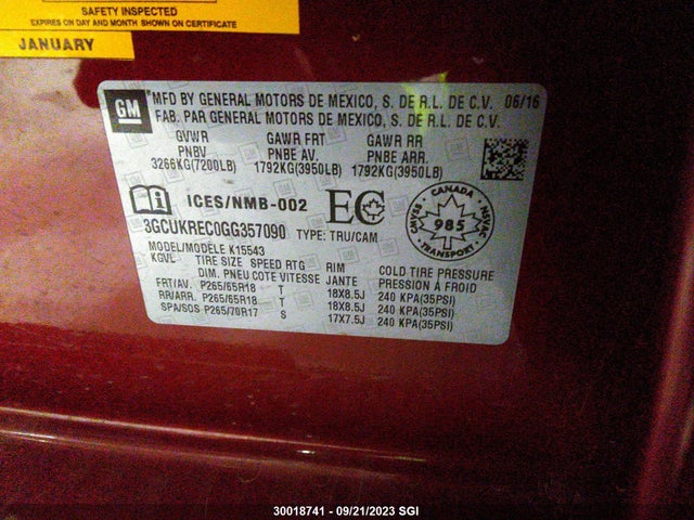 Chevrolet Silverado K1500 Lt 2016 3GCUKREC0GG357090 Image 9