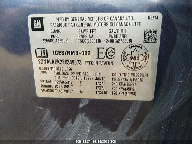 Chevrolet EQUINOX LS 2014 2GNALAEK2E6349873 Image 9
