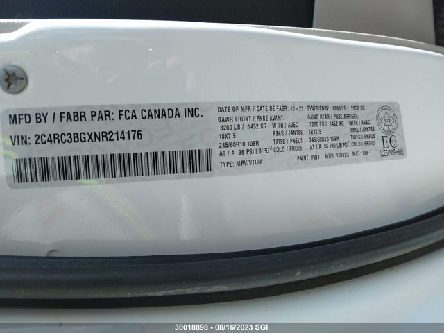 Chrysler Pacifica 2022 2C4RC3BGXNR214176 Image 30