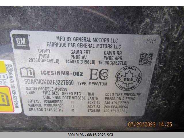 Buick Enclave 2015 5GAKVCKD2FJ227660 Image 16