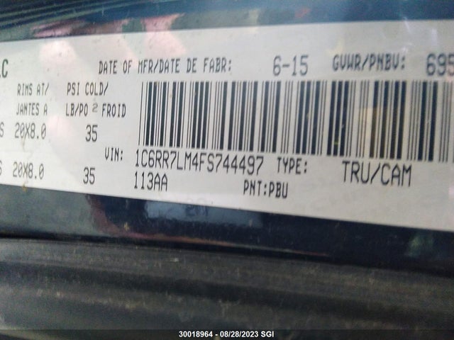 1C6RR7LM4FS744497 RAM 1500 Slt
