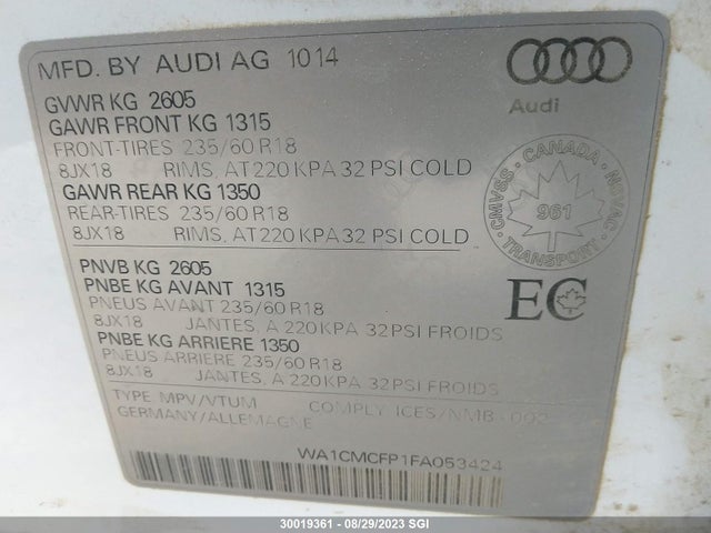 WA1CMCFP1FA053424 Audi Q5 Tdi/premium Plus